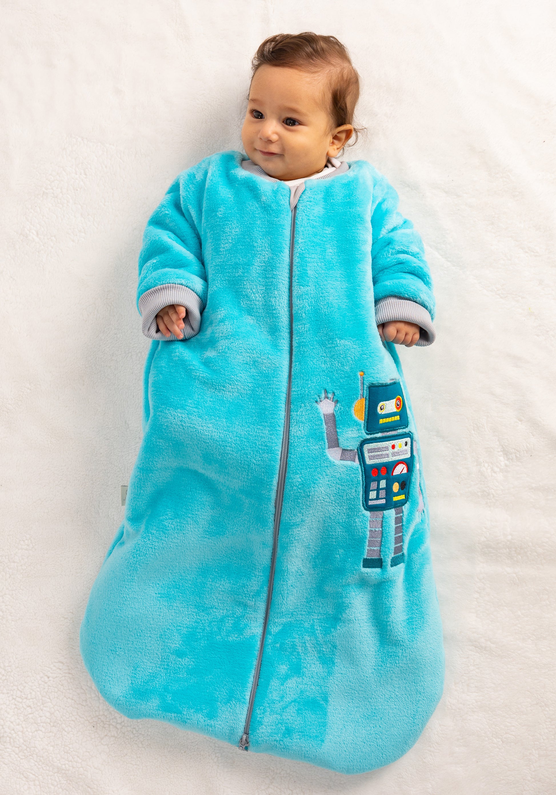 Blue Robot- Sleeved Polar Fleece Basic Sleeping Bag