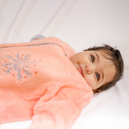Let it Snow [Apricot]- Sleeved Velvety Fleece Basic Sleeping Bag