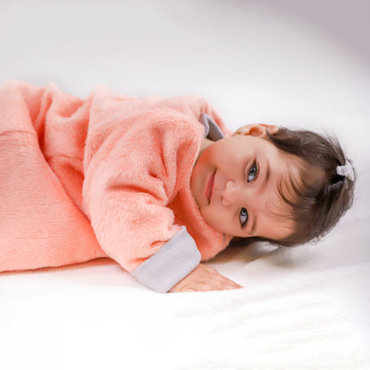 Let it Snow [Apricot]- Sleeved Velvety Fleece Basic Sleeping Bag