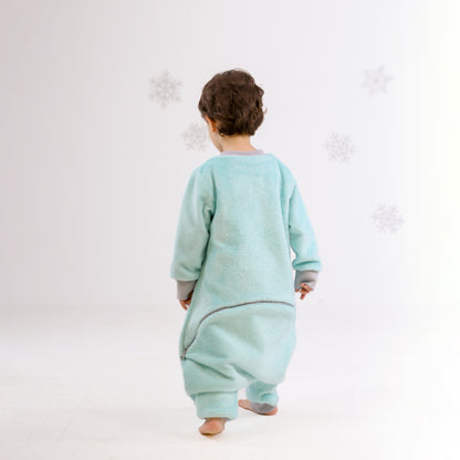 Let it Snow [Aqua Blue]- Sleeved Velvety Fleece Walker Sleeping Bag