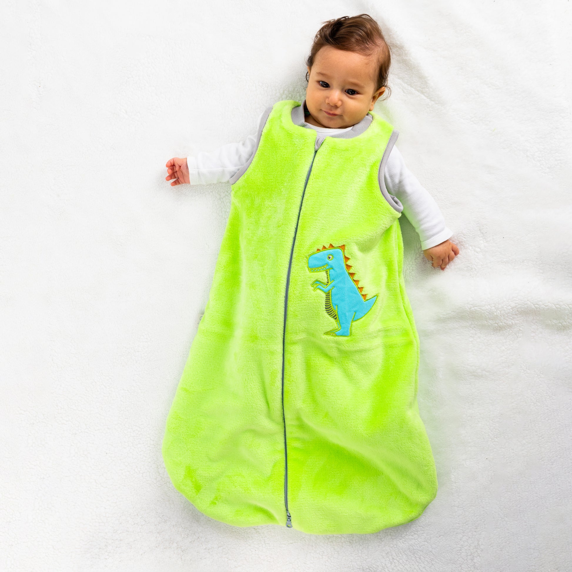Green Dino- Sleeveless Polar Fleece Basic Sleeping Bag