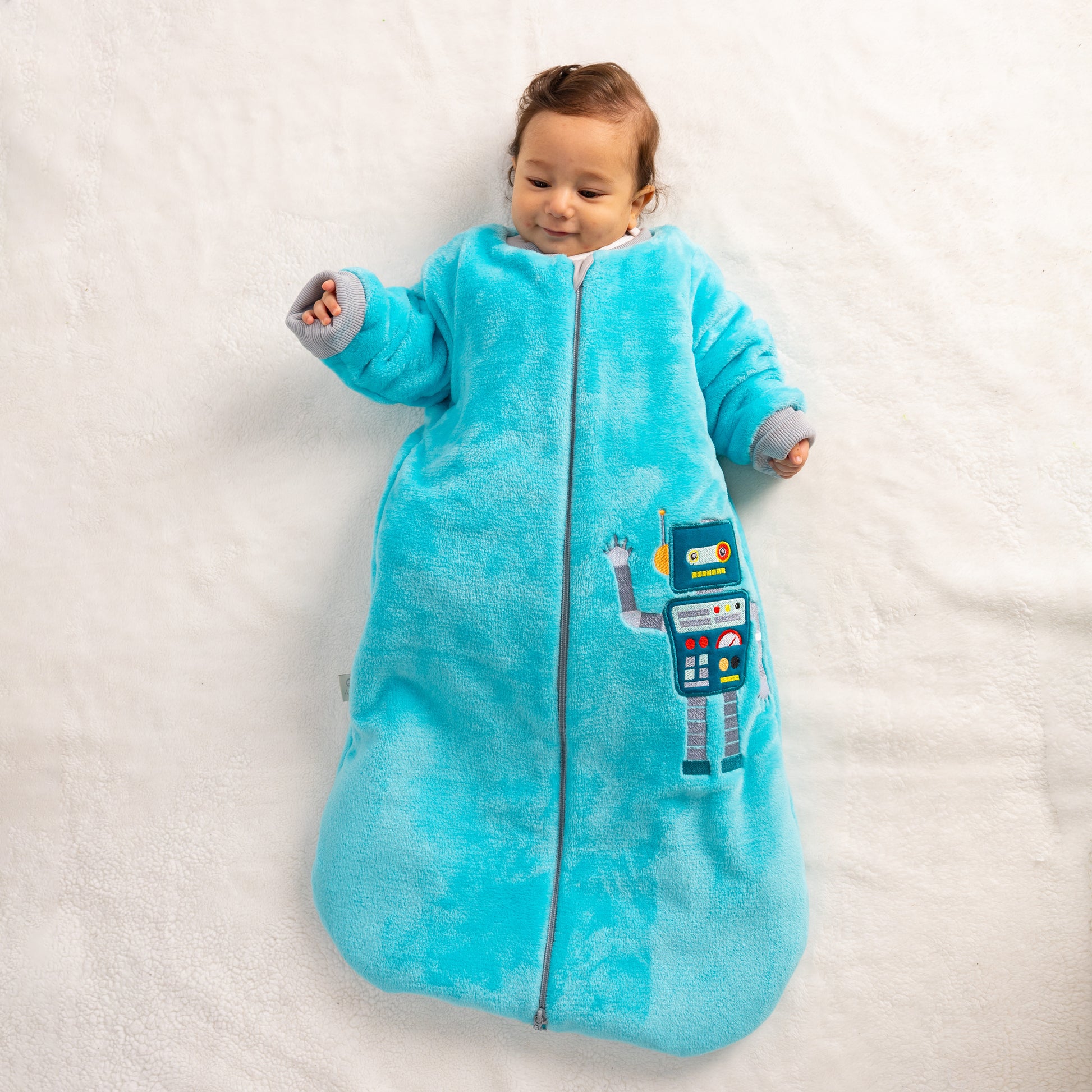 Blue Robot- Sleeved Polar Fleece Basic Sleeping Bag