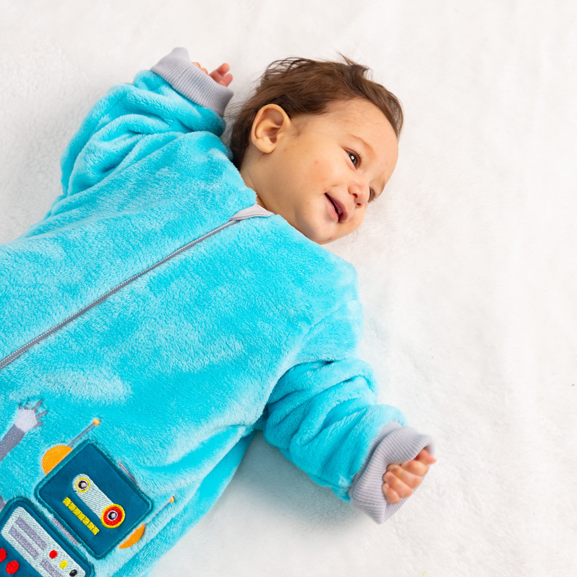 Blue Robot- Sleeved Polar Fleece Basic Sleeping Bag