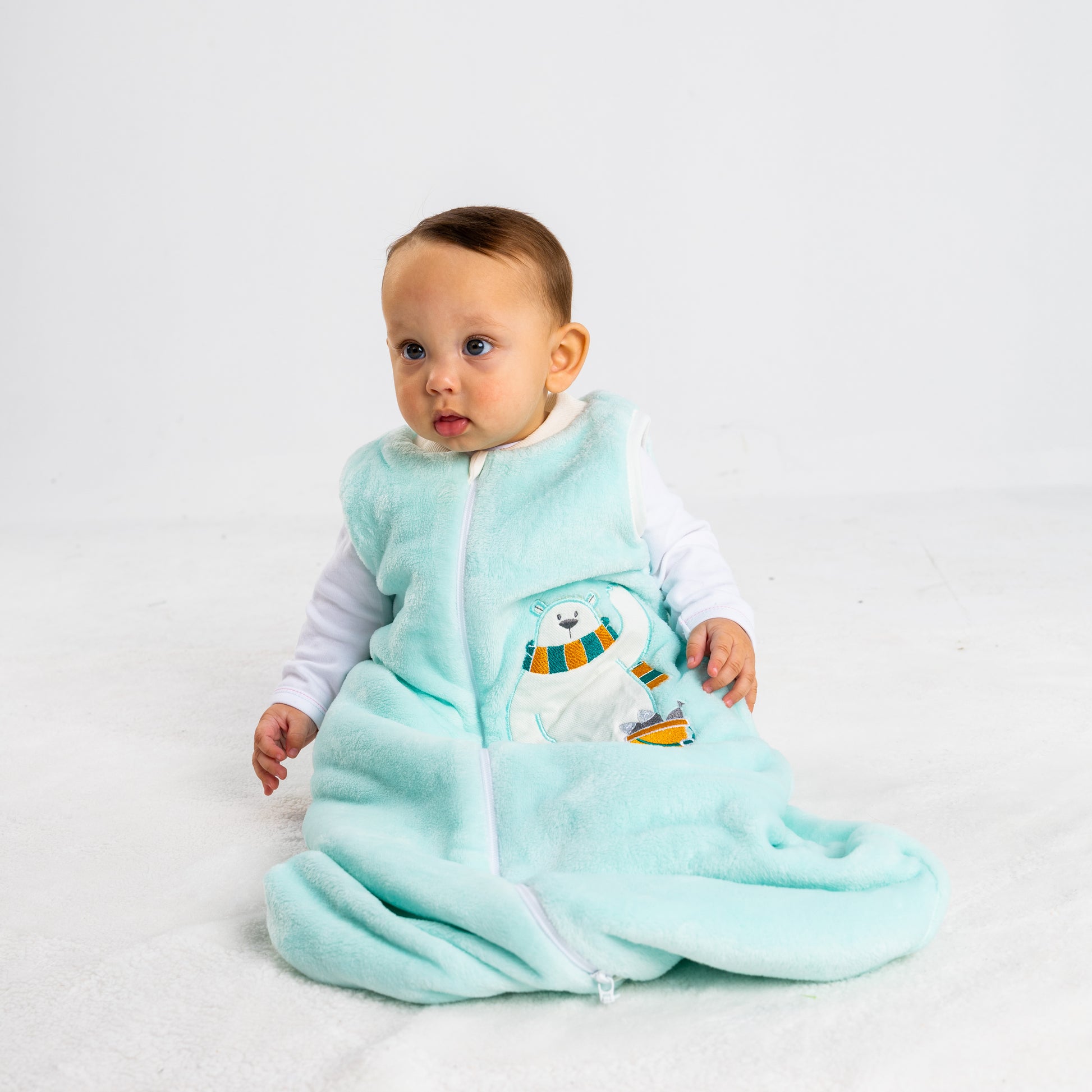 Baby Blue Bear- Sleeveless Polar Fleece Basic Sleeping Bag