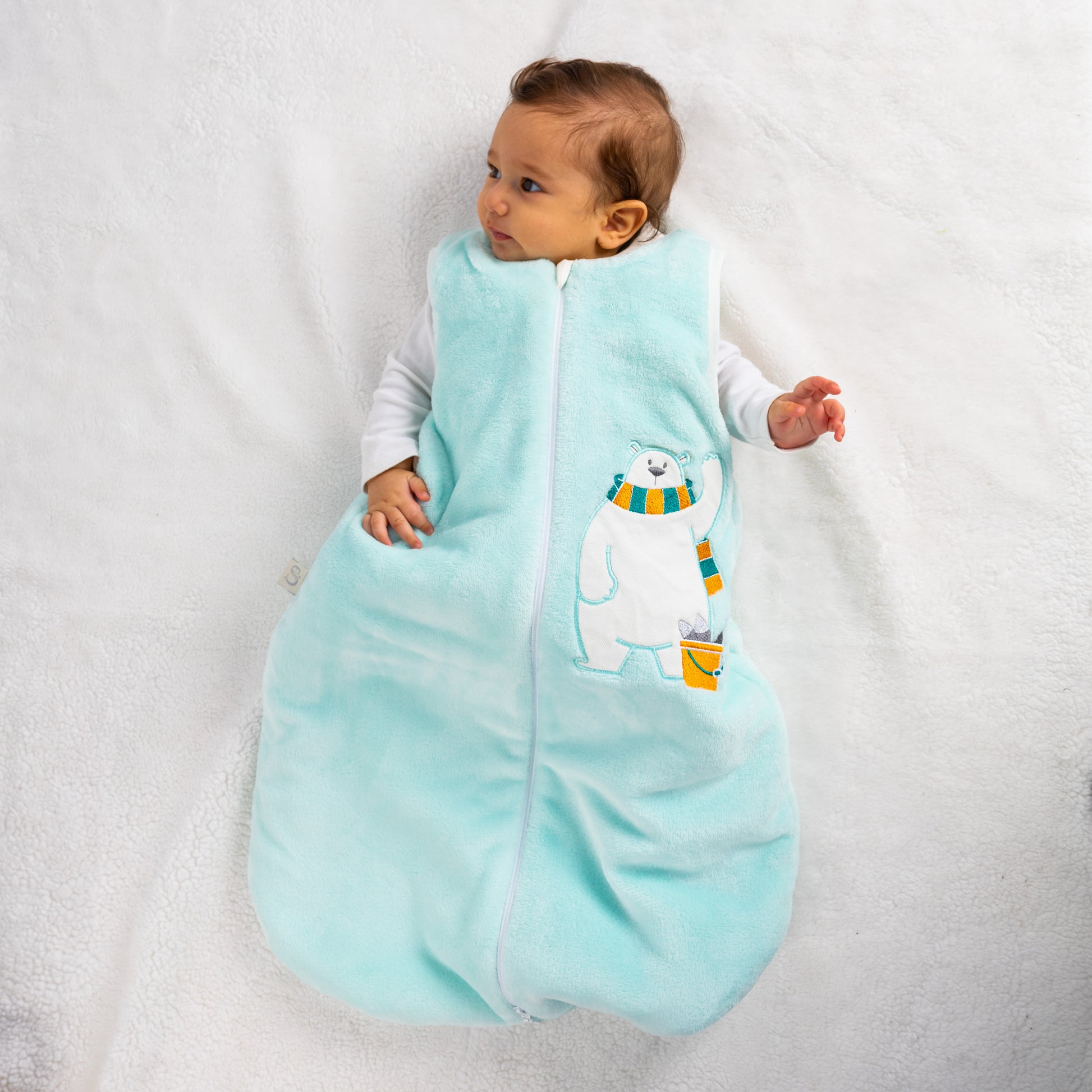 Baby Blue Bear- Sleeveless Polar Fleece Basic Sleeping Bag