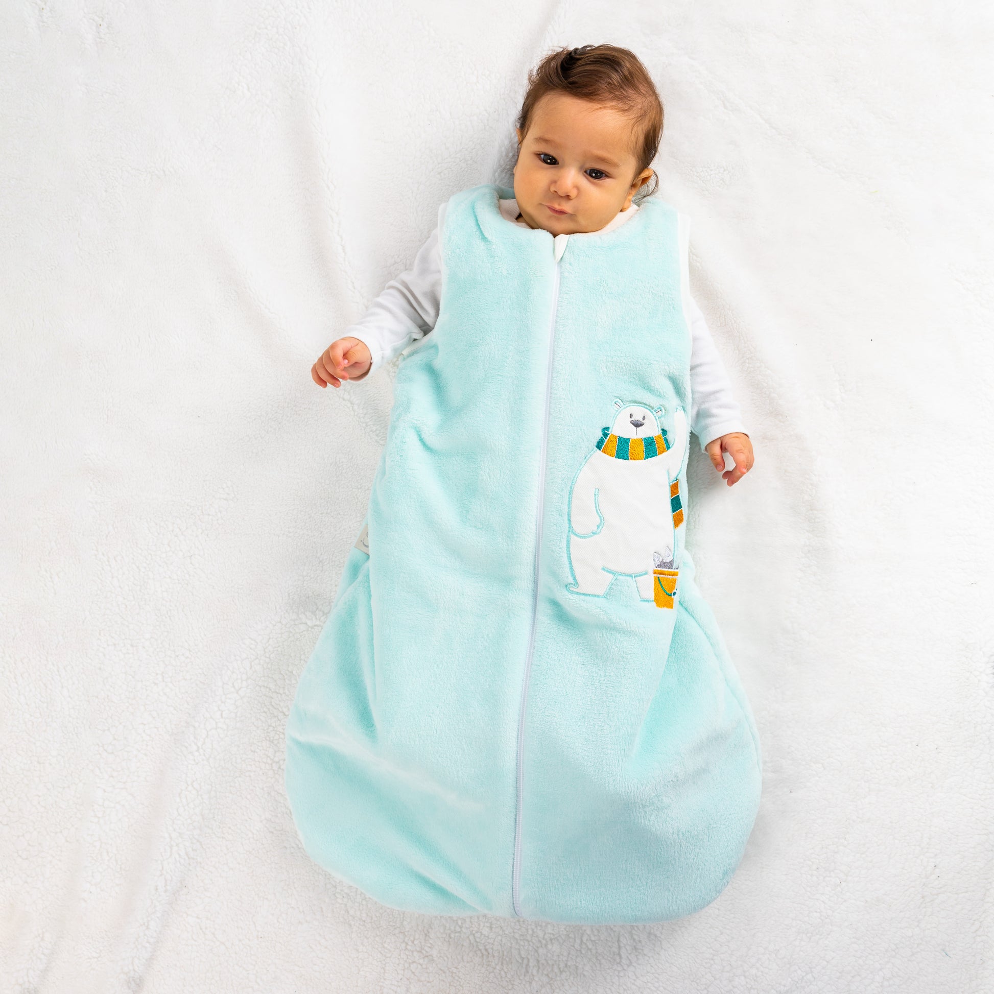 Baby Blue Bear- Sleeveless Polar Fleece Basic Sleeping Bag