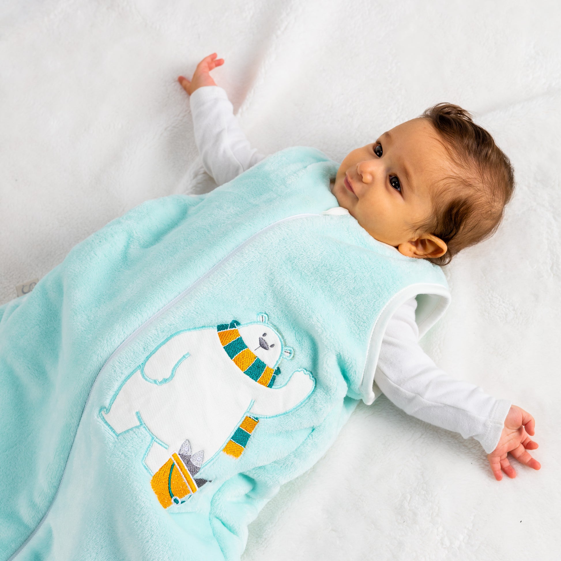Baby Blue Bear- Sleeveless Polar Fleece Basic Sleeping Bag