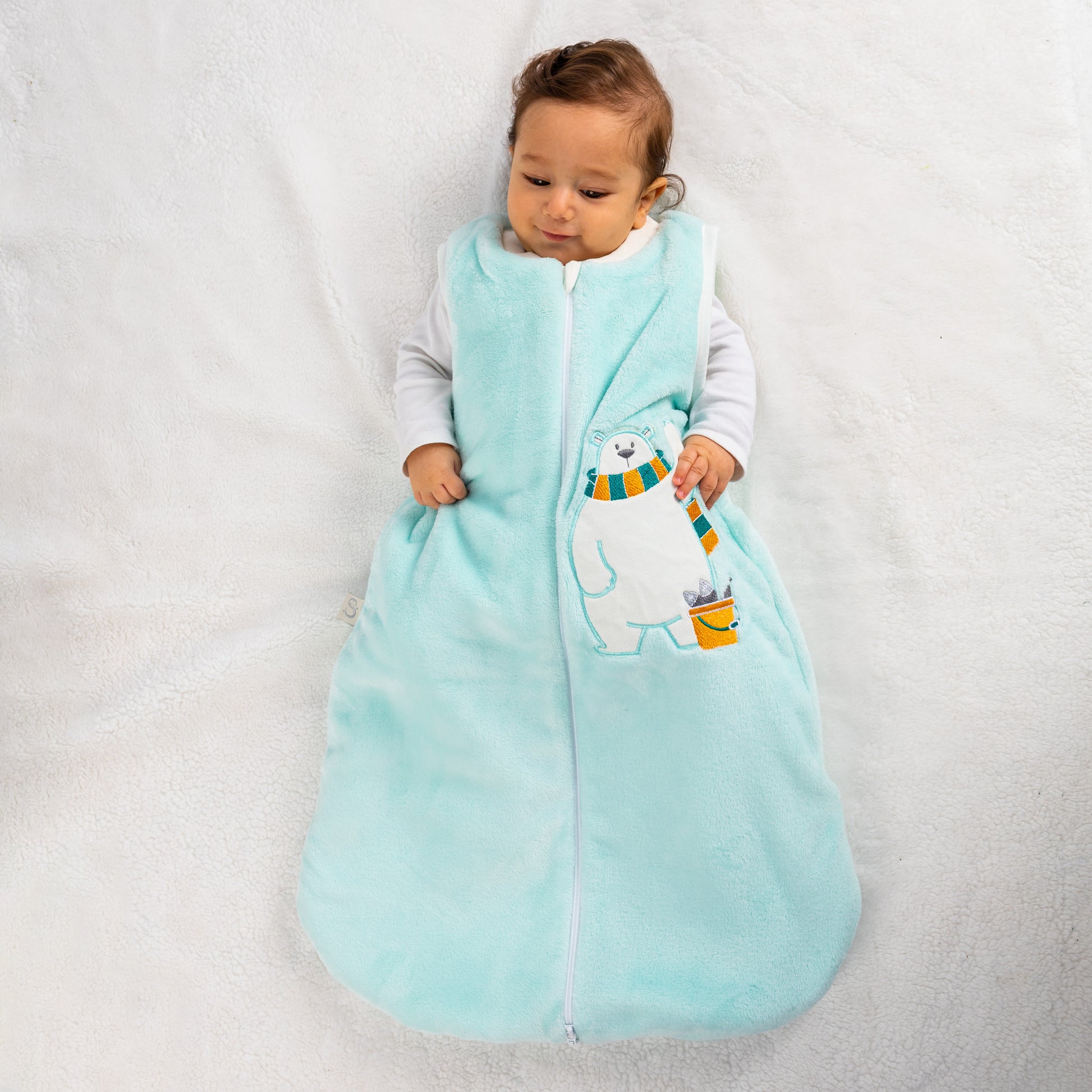 Baby Blue Bear- Sleeveless Polar Fleece Basic Sleeping Bag