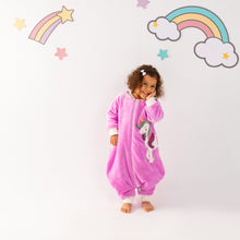 Load image into Gallery viewer, Purple Unicorn- Sleeved Polar Fleece Walker Sleeping Bag
