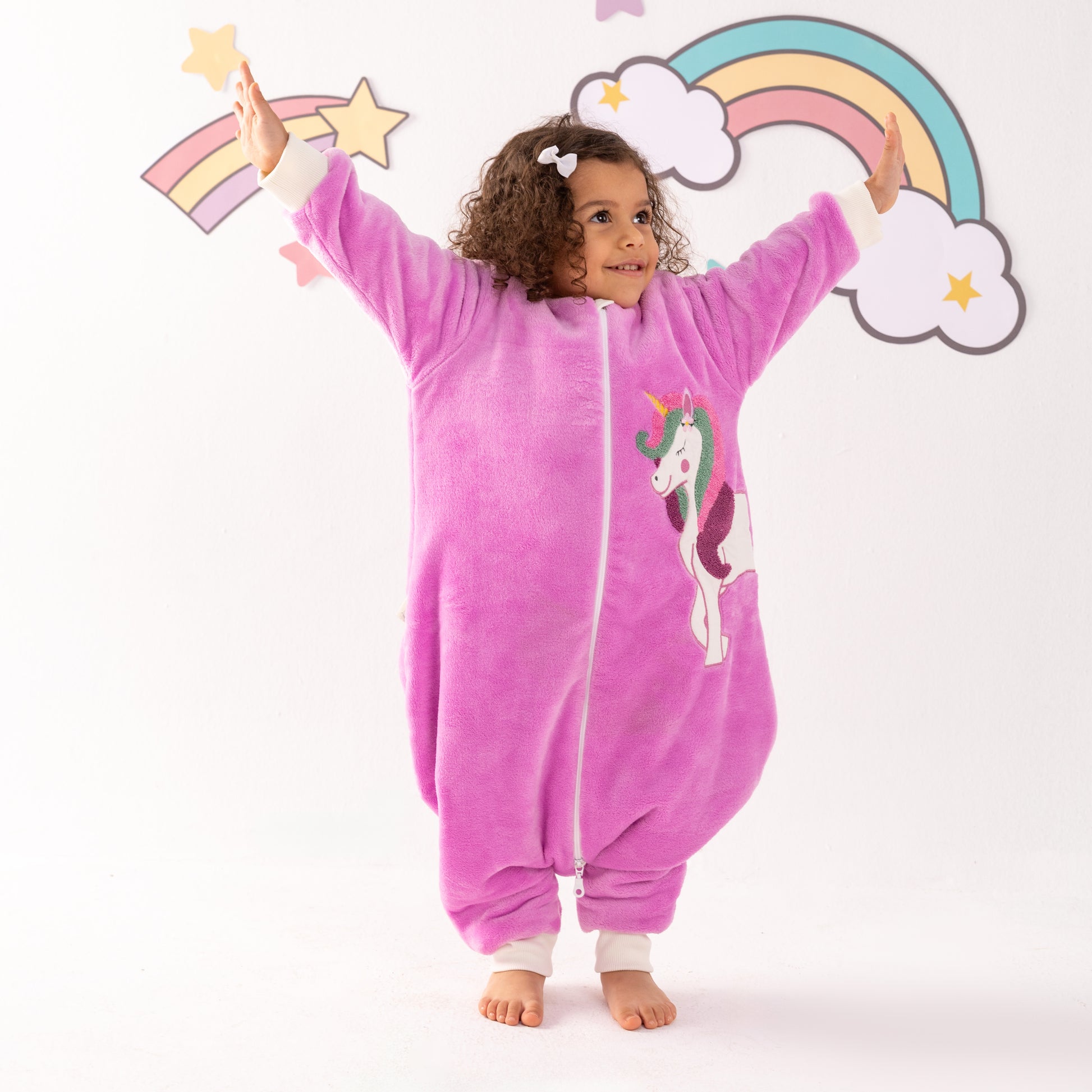 Purple Unicorn- Sleeved Polar Fleece Walker Sleeping Bag