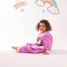 Load image into Gallery viewer, Purple Unicorn- Sleeved Polar Fleece Walker Sleeping Bag
