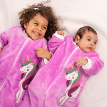 Load image into Gallery viewer, Purple Unicorn- Sleeved Polar Fleece Basic Sleeping Bag
