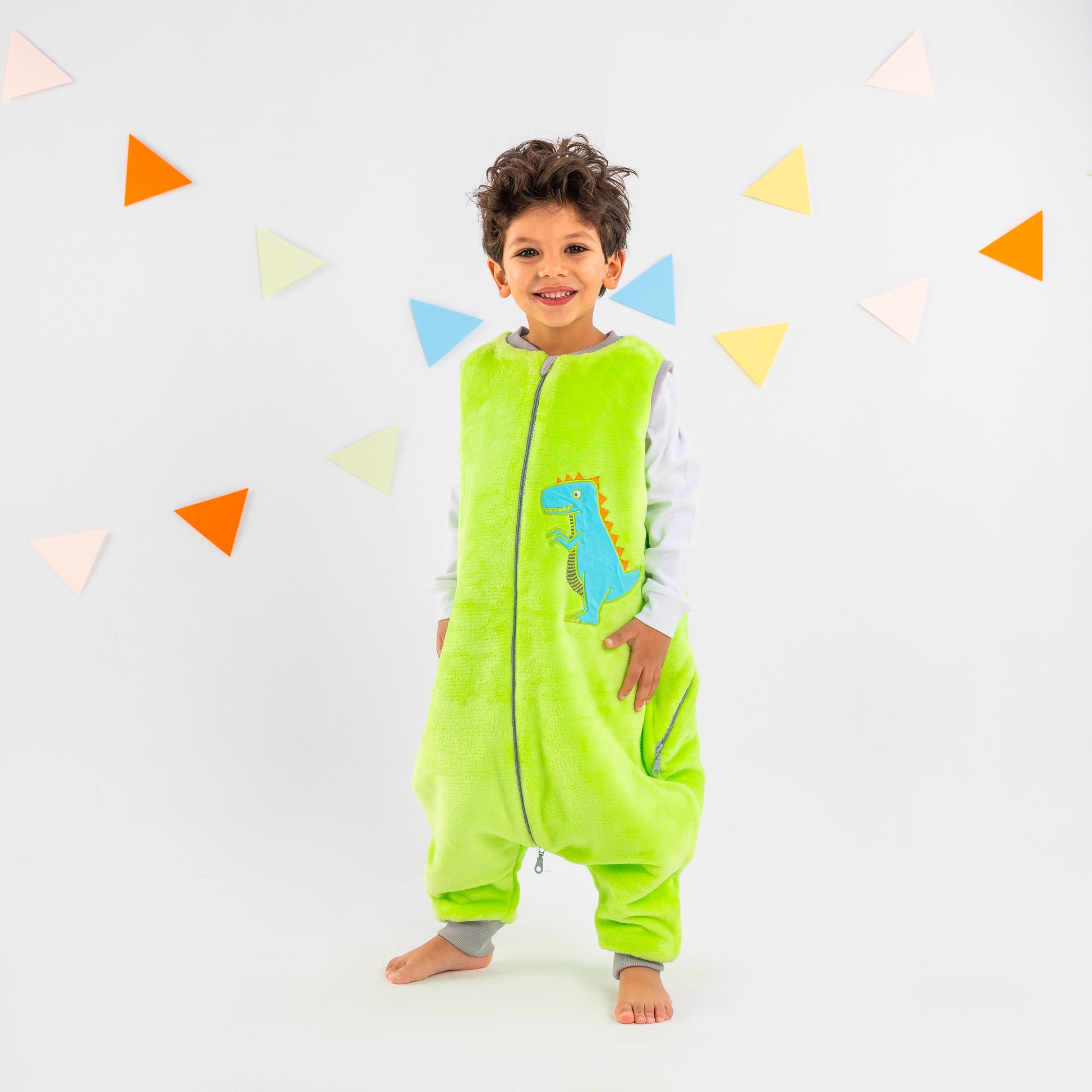 Green Dino- Sleeveless Polar Fleece Walker Sleeping Bag