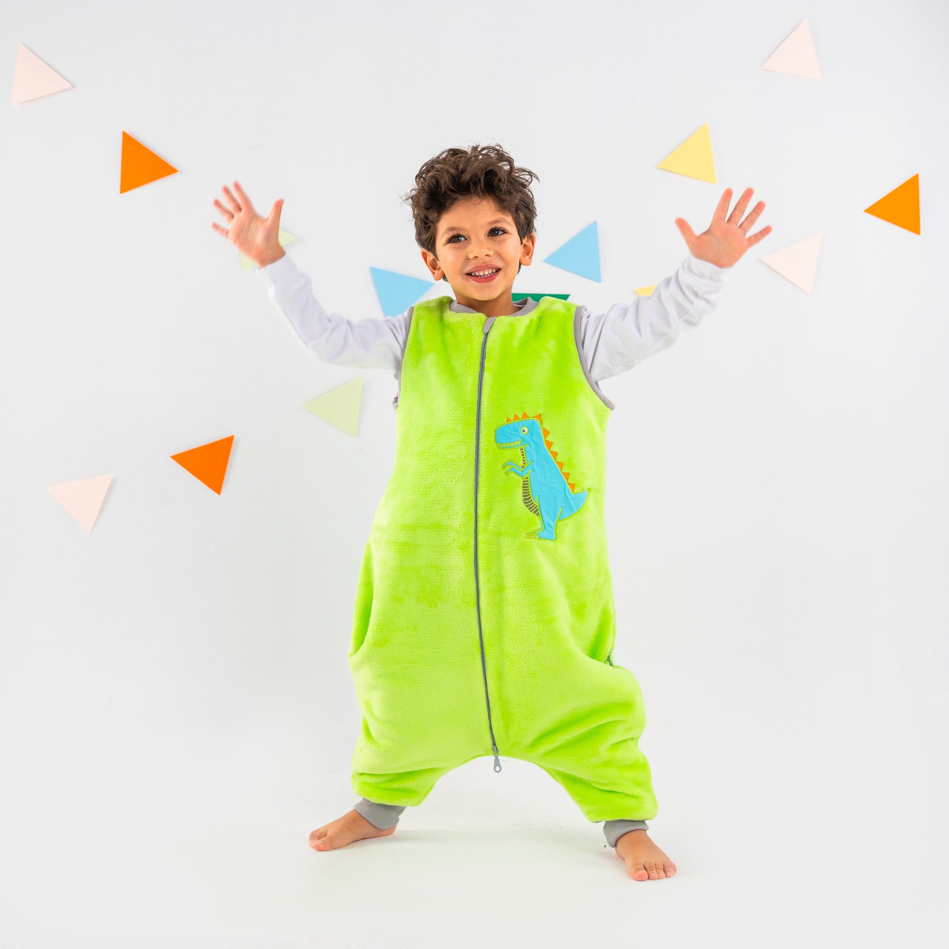 Green Dino- Sleeveless Polar Fleece Walker Sleeping Bag