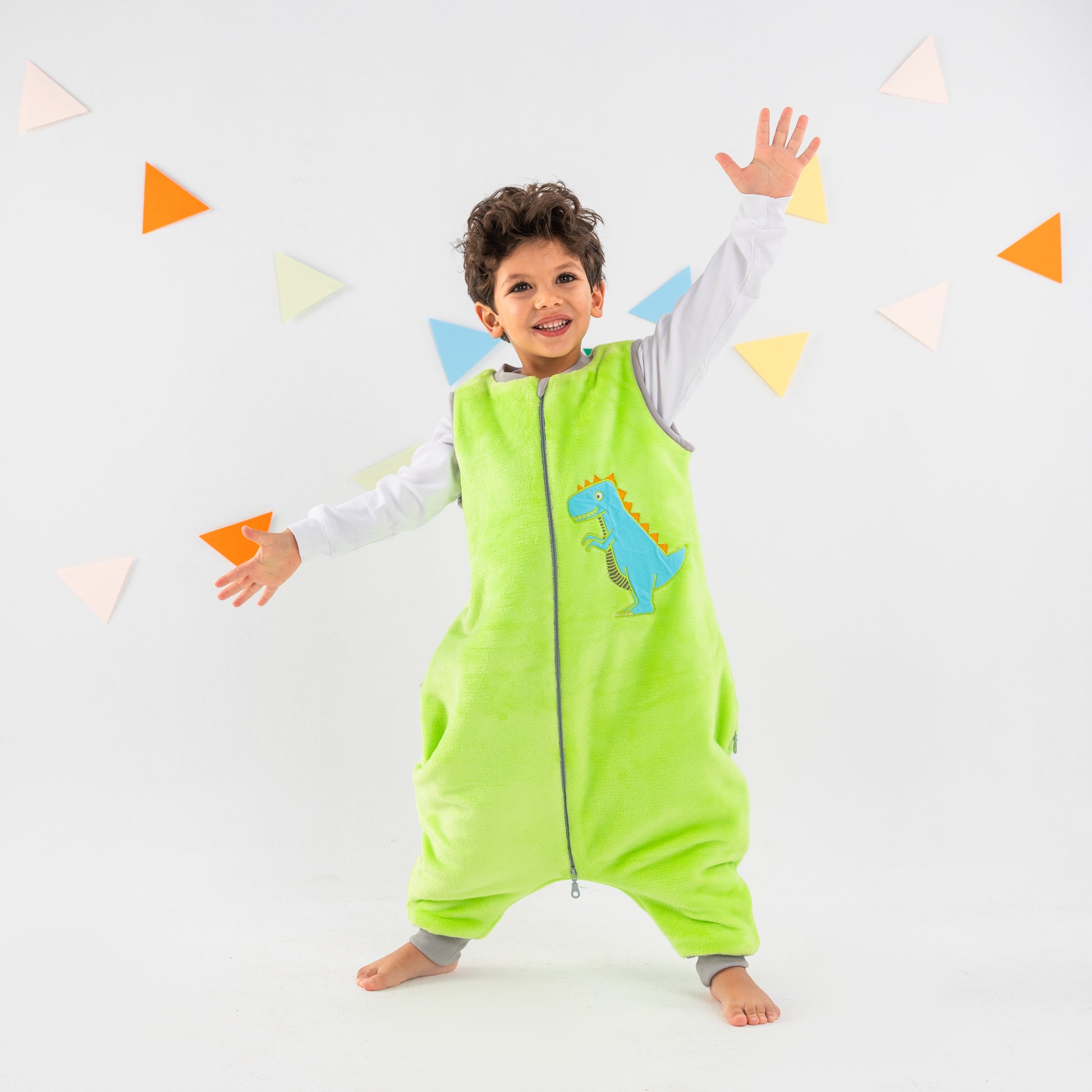 Green Dino- Sleeveless Polar Fleece Walker Sleeping Bag