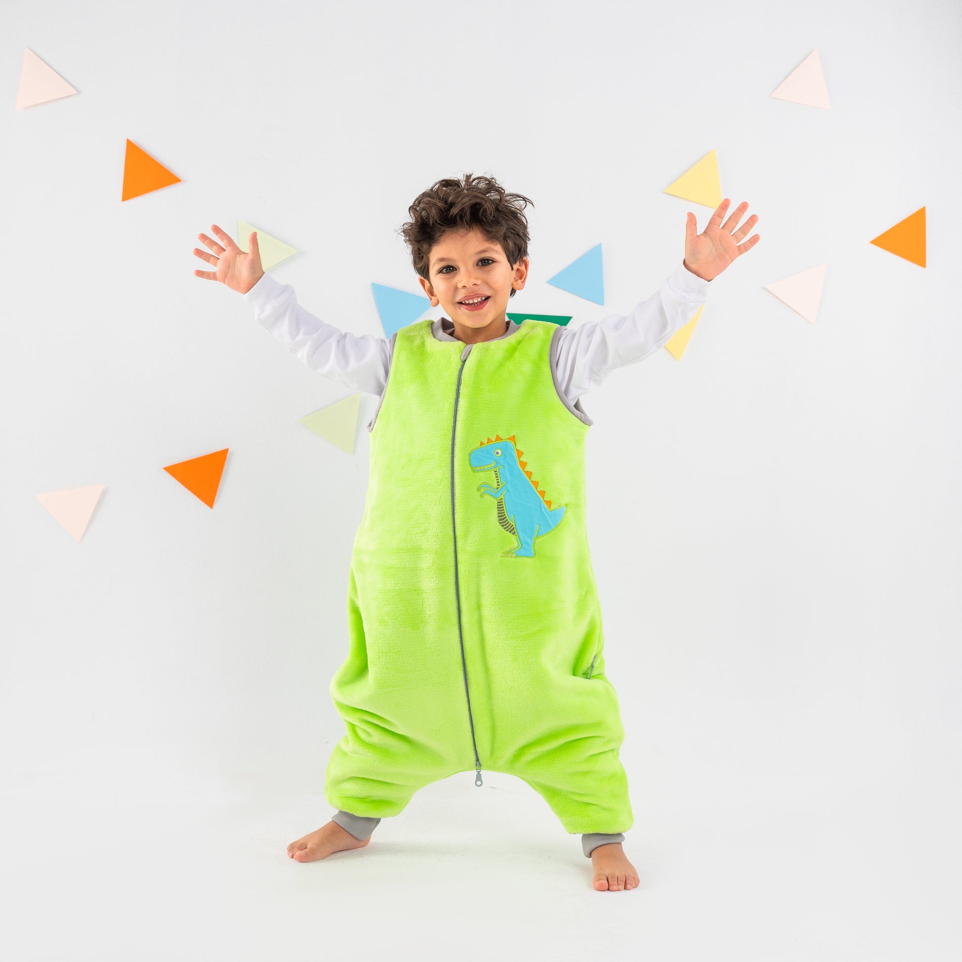 Green Dino- Sleeveless Polar Fleece Walker Sleeping Bag