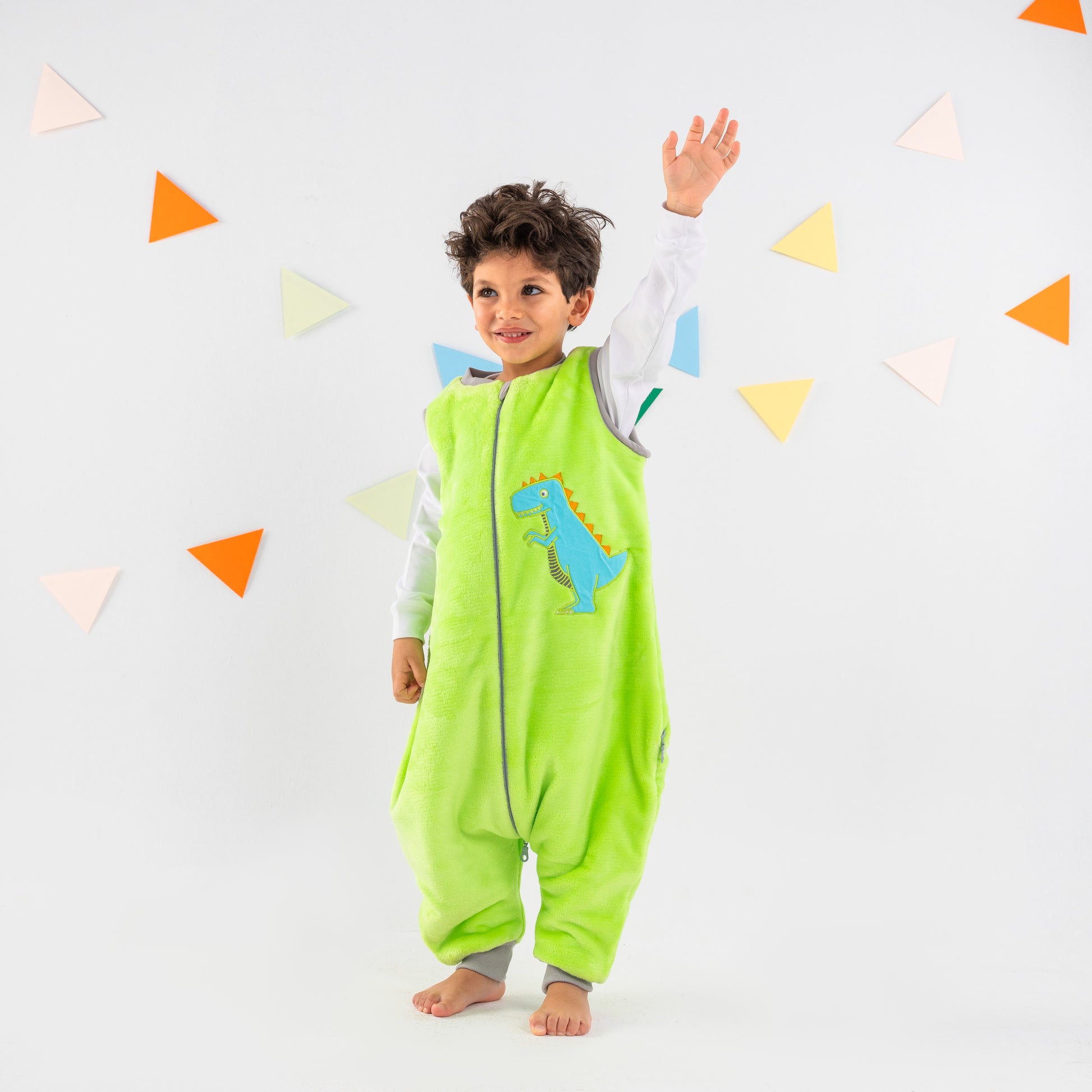 Green Dino- Sleeveless Polar Fleece Walker Sleeping Bag