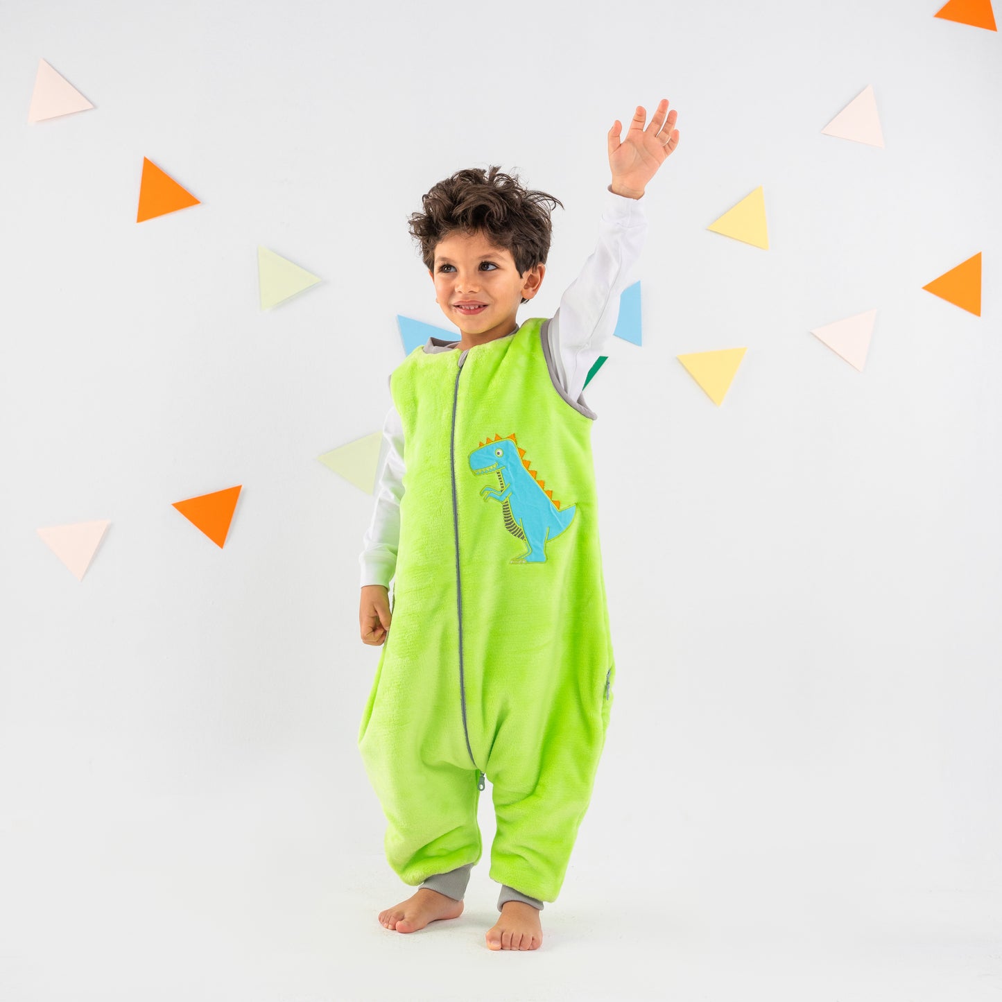 Green Dino- Sleeveless Polar Fleece Walker Sleeping Bag
