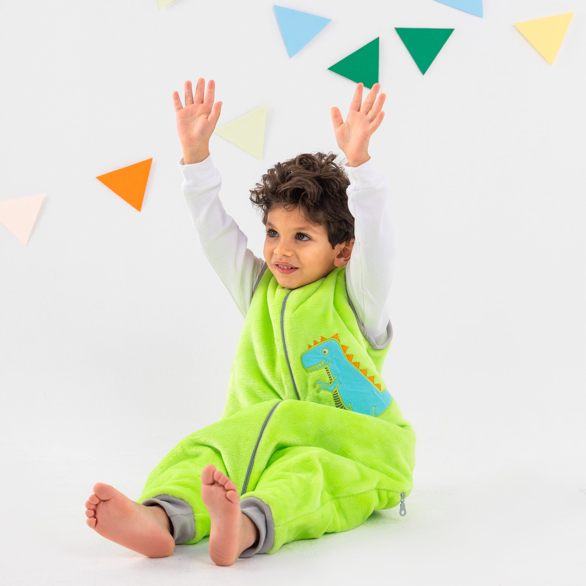 Green Dino- Sleeveless Polar Fleece Walker Sleeping Bag