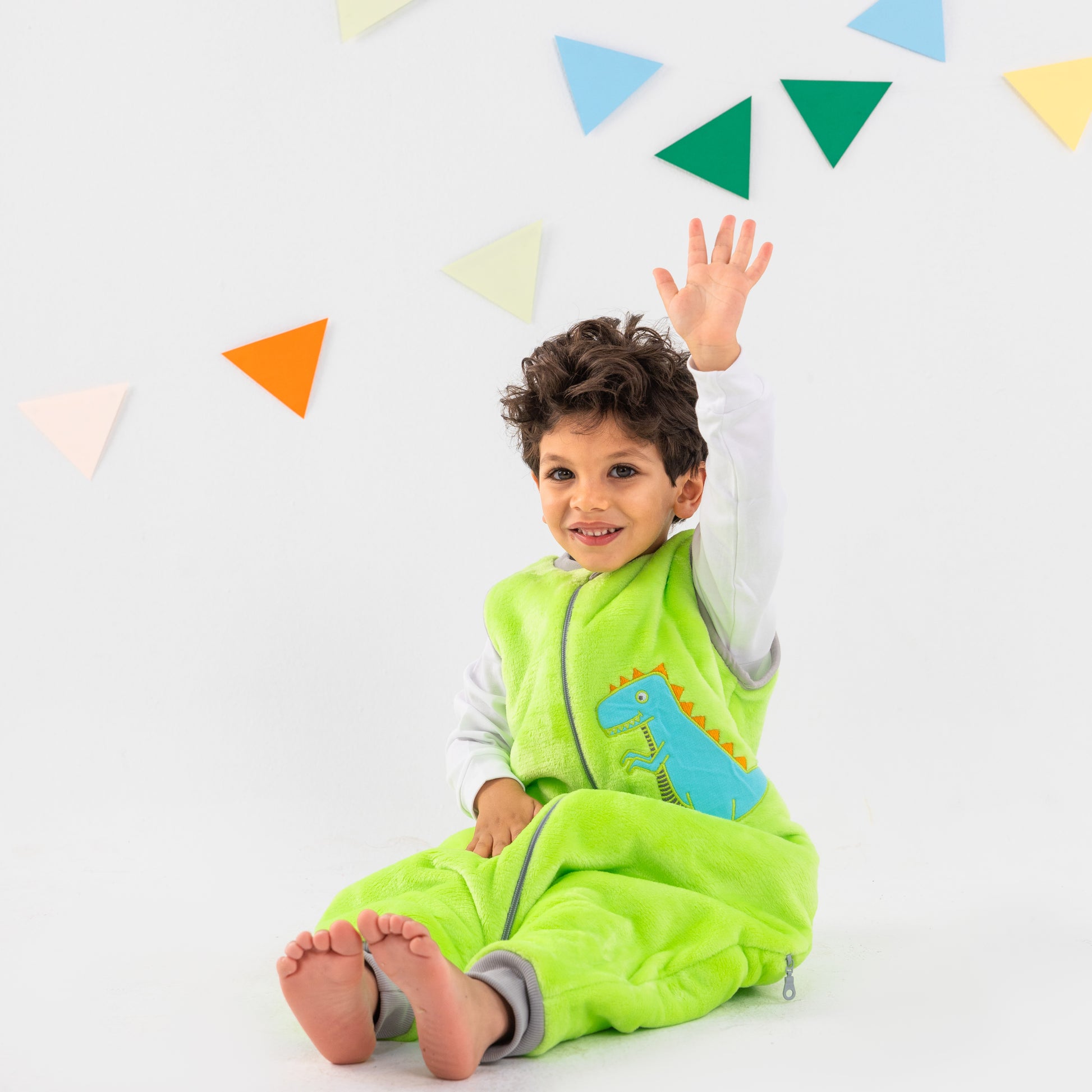 Green Dino- Sleeveless Polar Fleece Walker Sleeping Bag