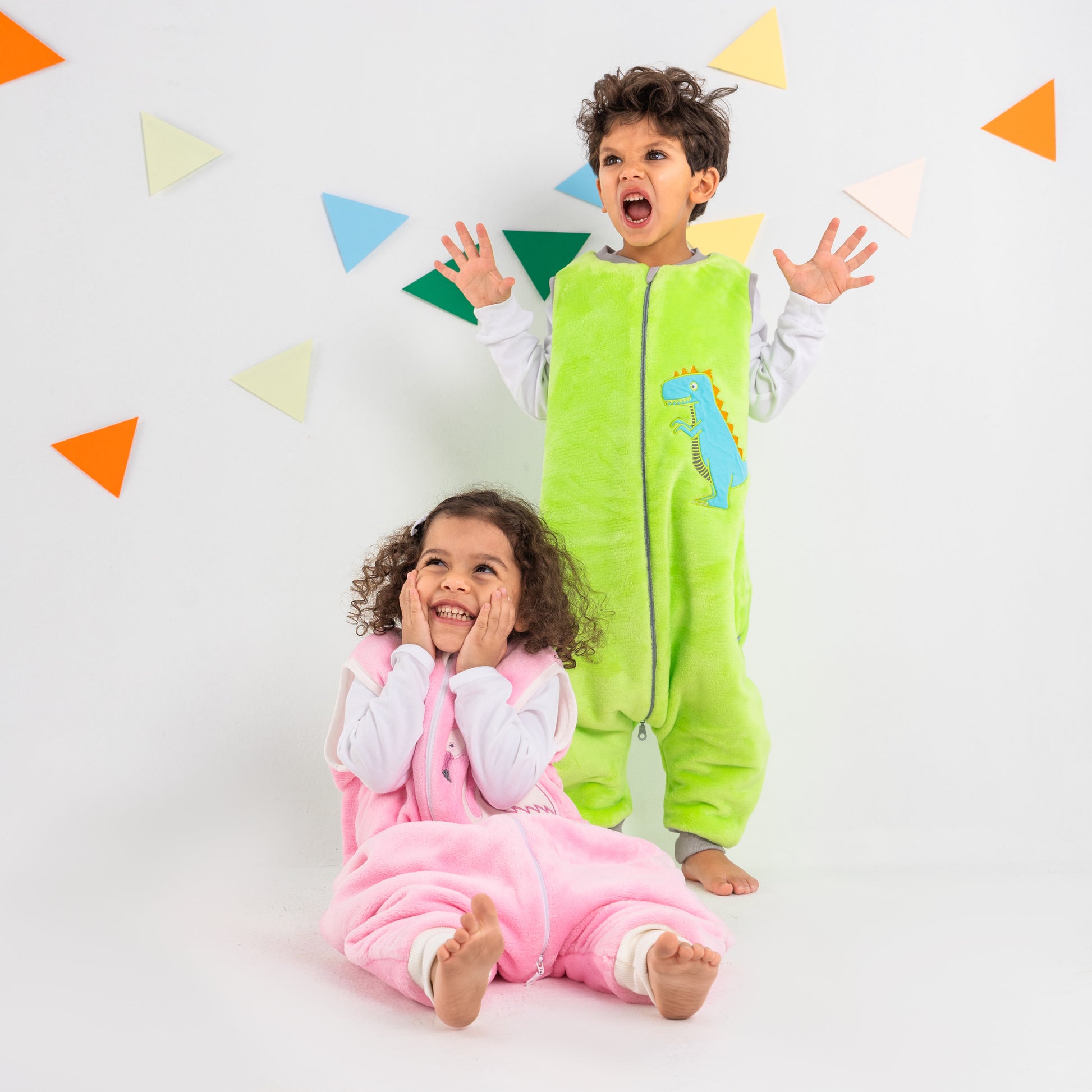 Green Dino- Sleeveless Polar Fleece Walker Sleeping Bag