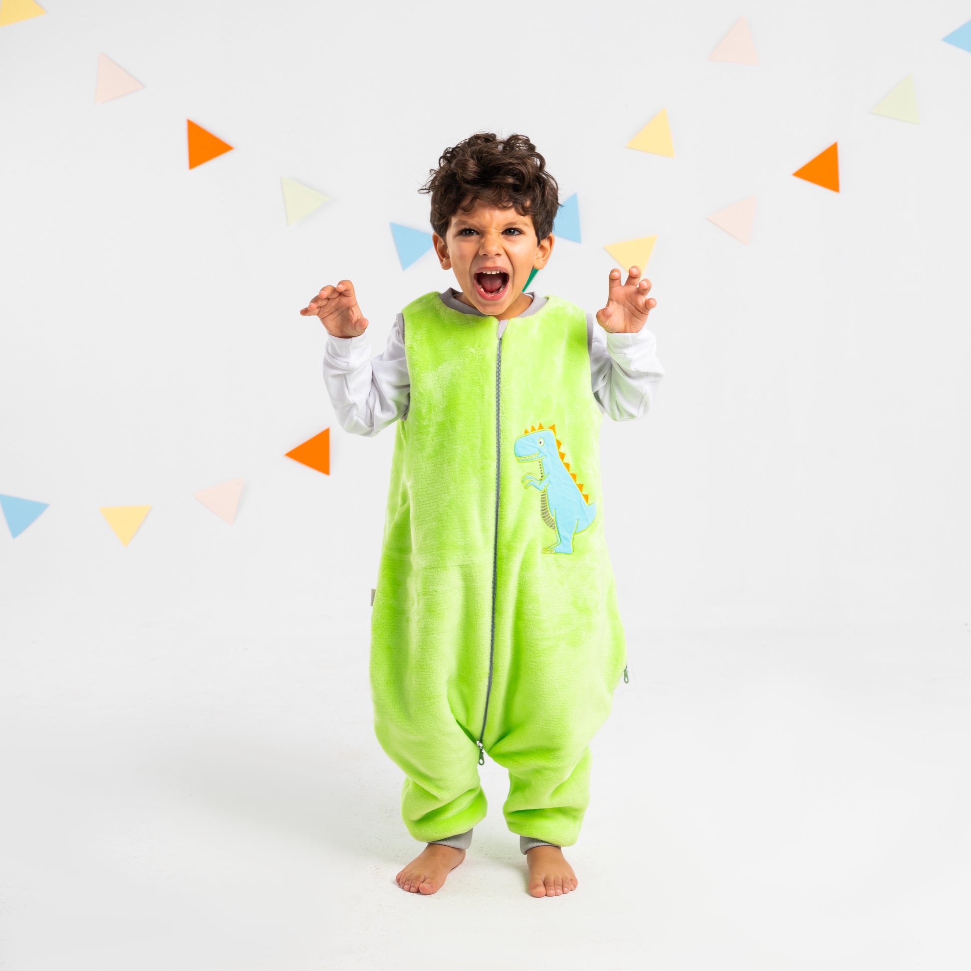 Green Dino- Sleeveless Polar Fleece Walker Sleeping Bag