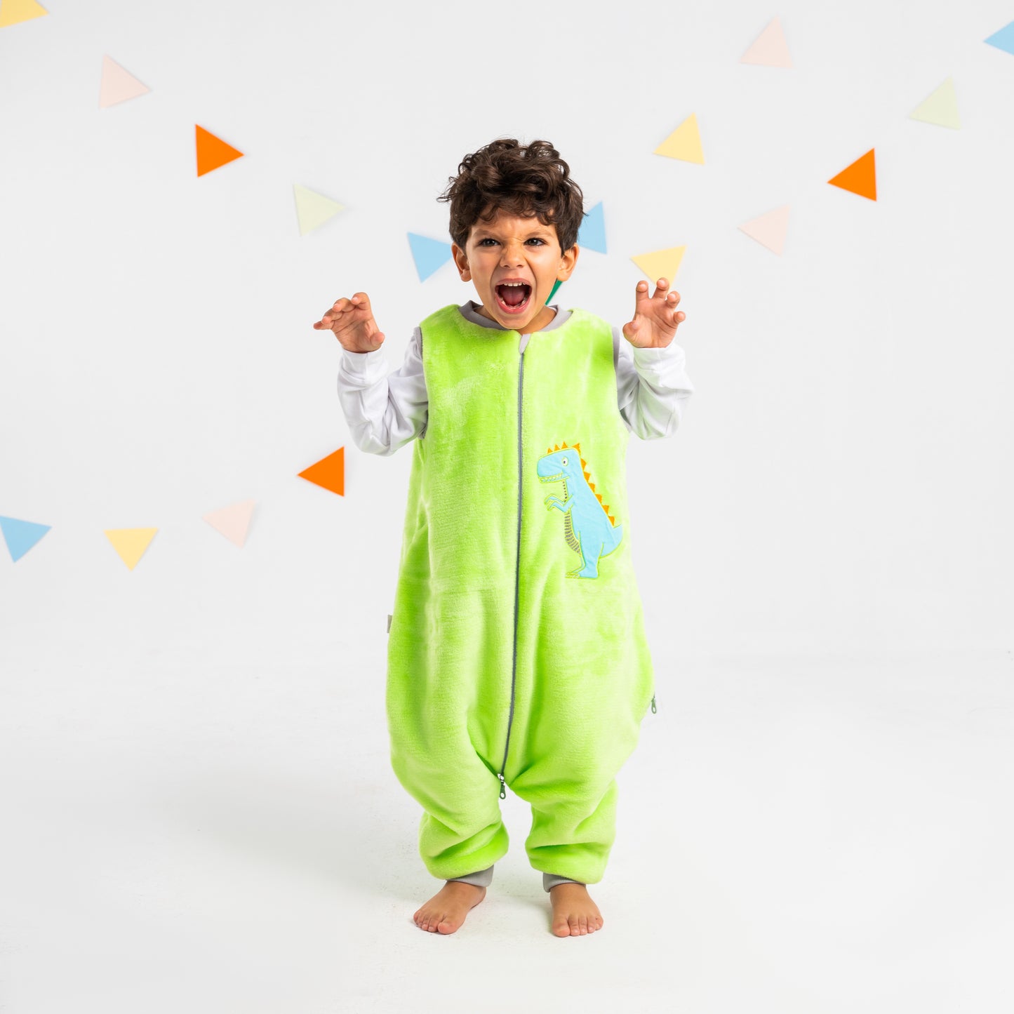 Green Dino- Sleeveless Polar Fleece Walker Sleeping Bag
