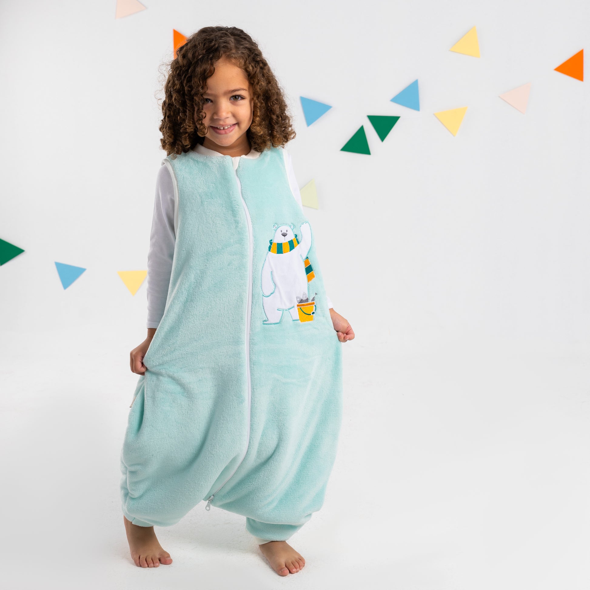 Baby Blue Bear- Sleeveless Polar Fleece Walker Sleeping Bag