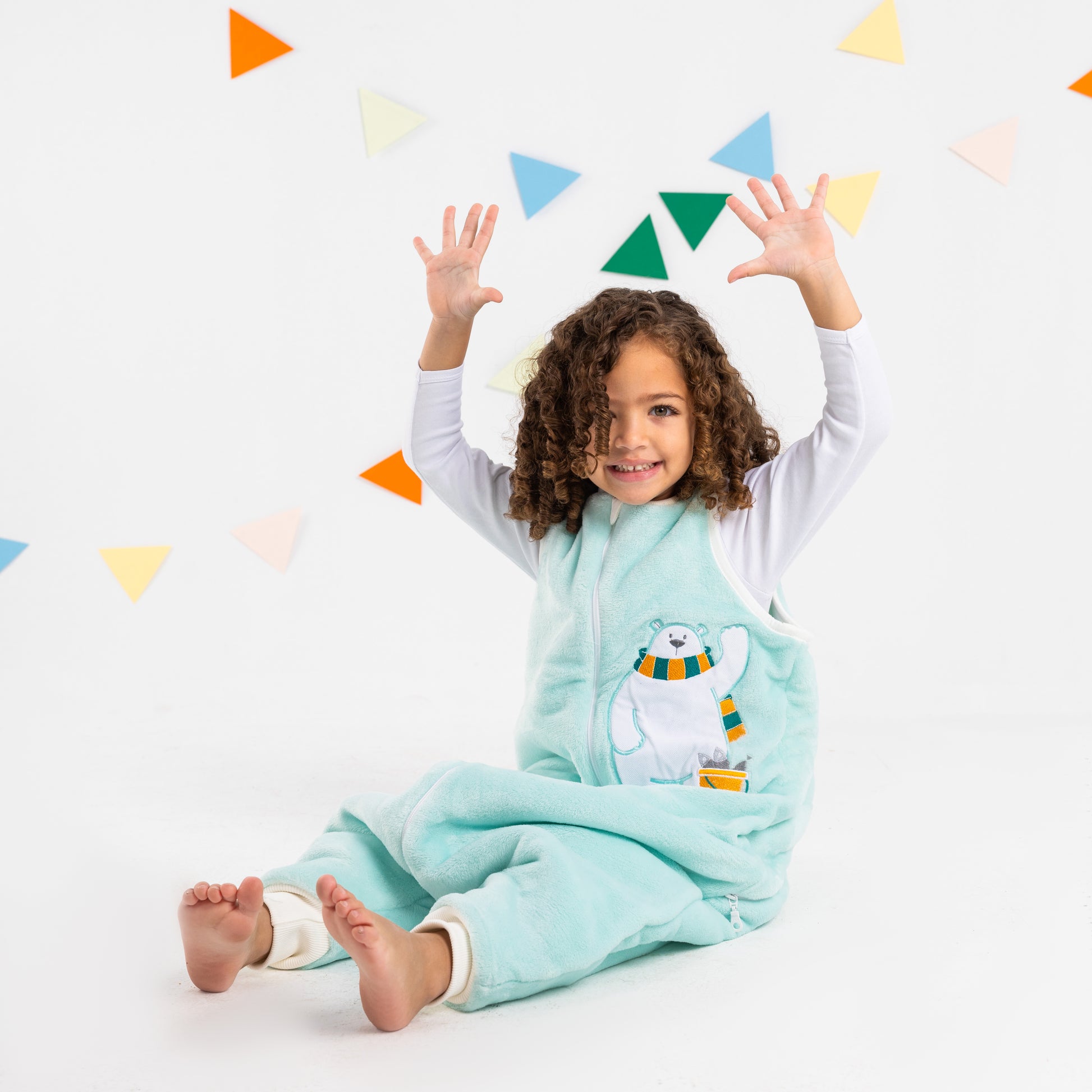 Baby Blue Bear- Sleeveless Polar Fleece Walker Sleeping Bag