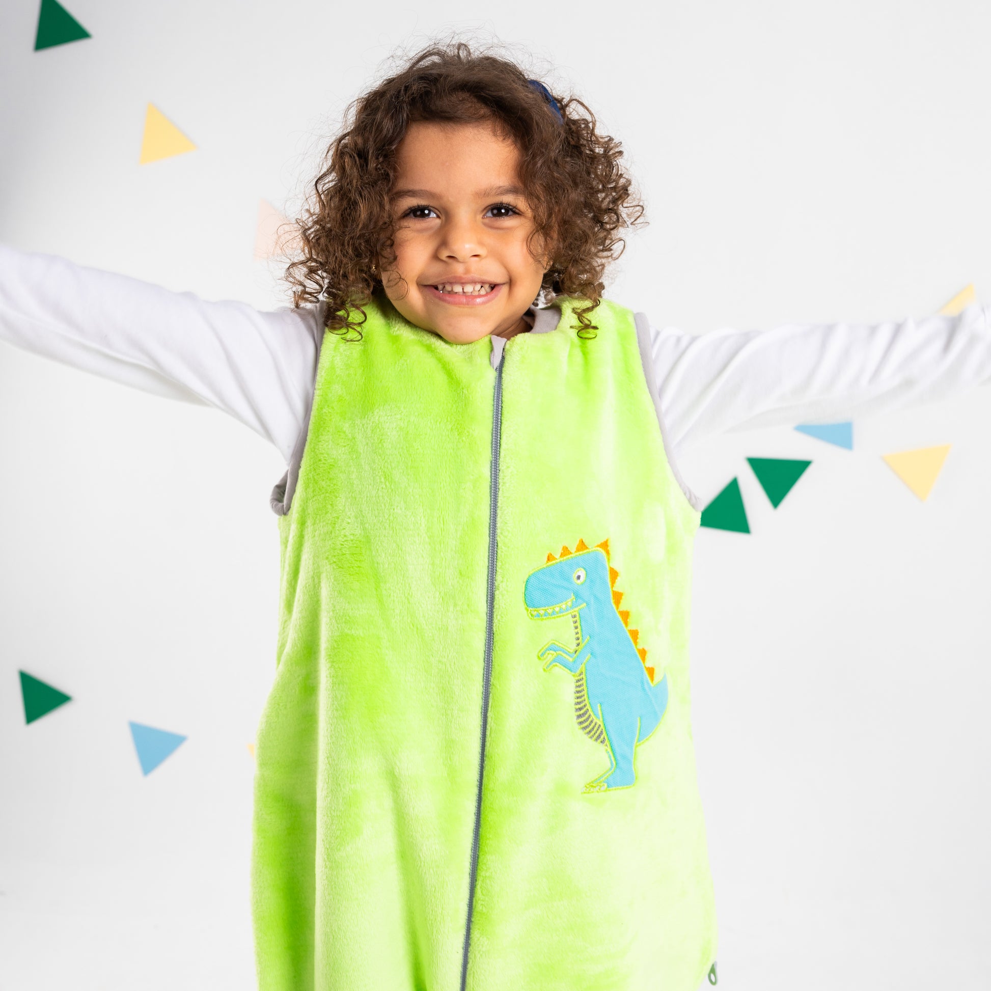 Green Dino- Sleeveless Polar Fleece Walker Sleeping Bag