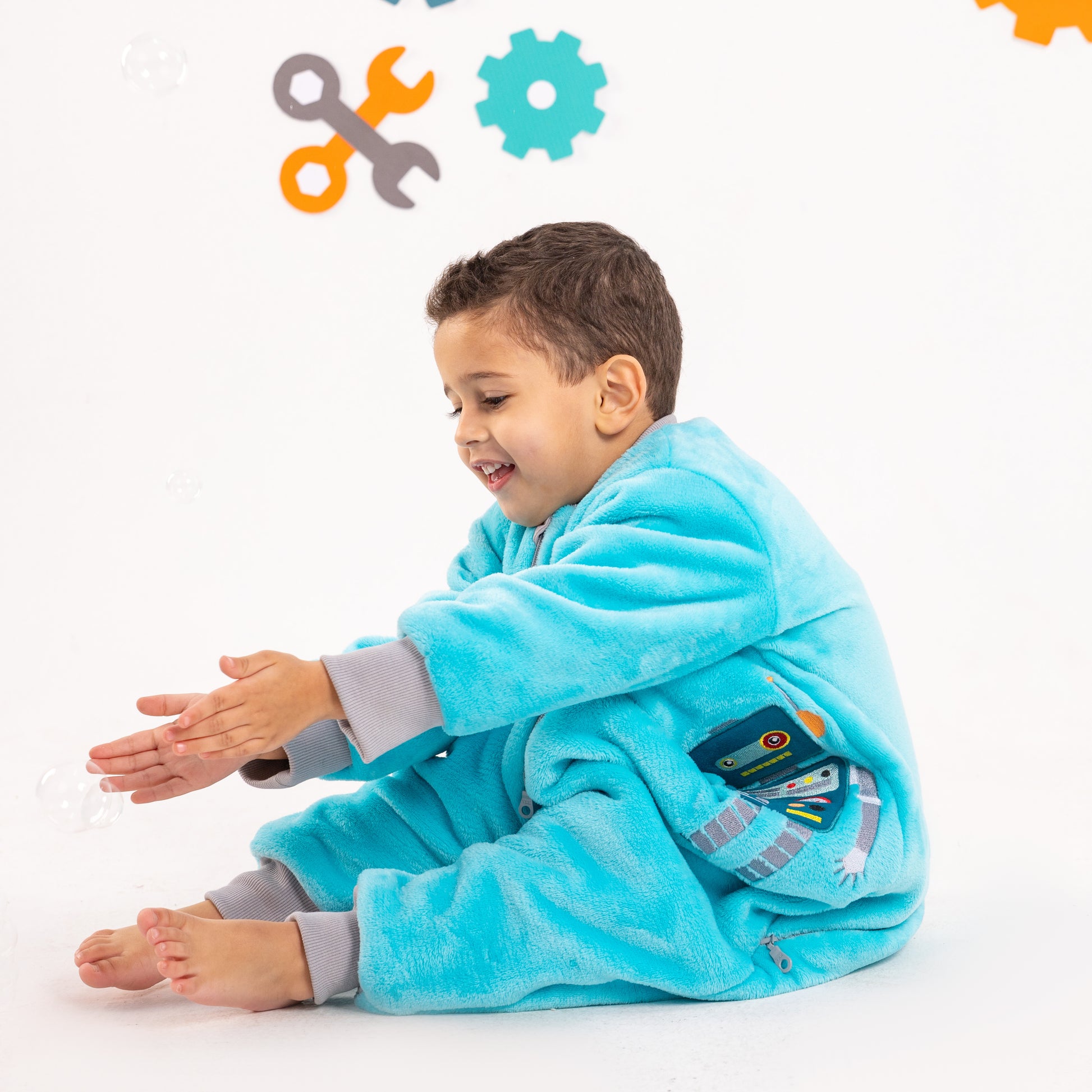 Blue Robot- Sleeved Polar Fleece Walker Sleeping Bag