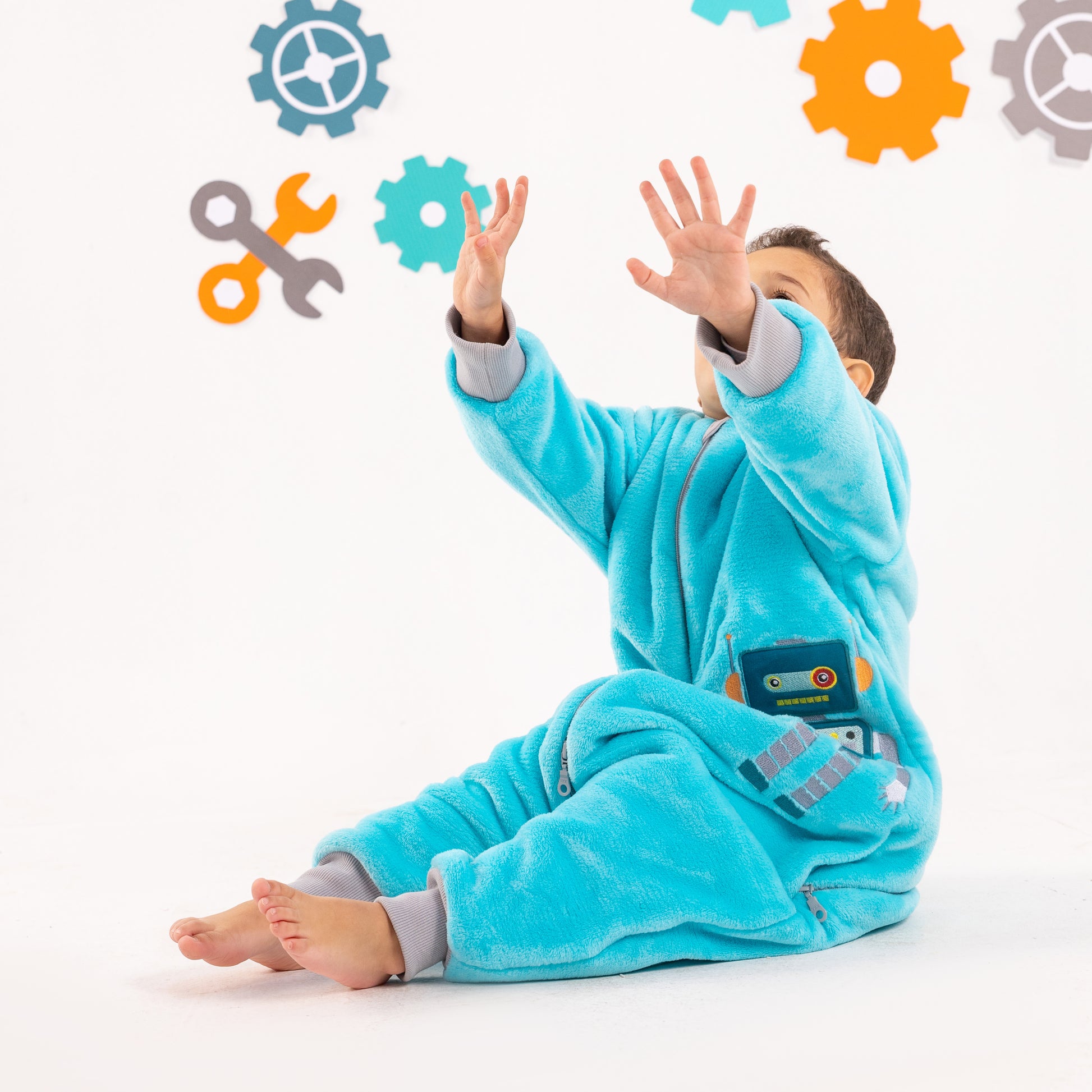 Blue Robot- Sleeved Polar Fleece Walker Sleeping Bag