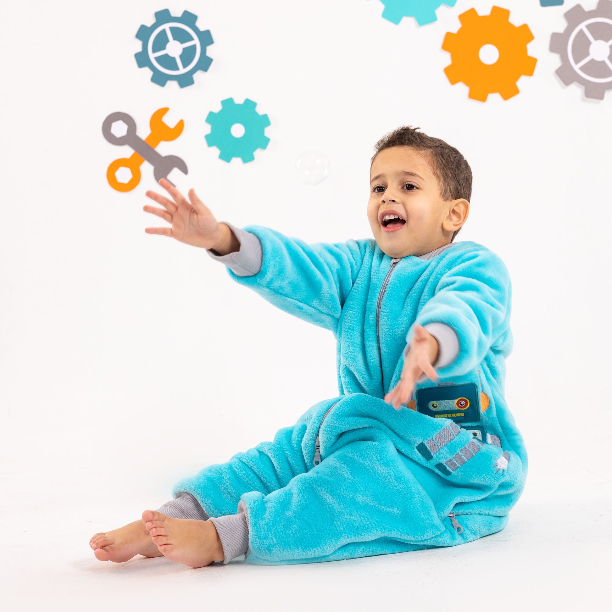 Blue Robot- Sleeved Polar Fleece Walker Sleeping Bag