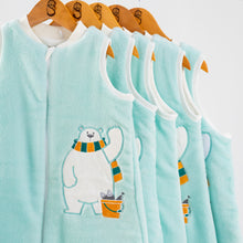 Load image into Gallery viewer, Baby Blue Bear- Sleeveless Polar Fleece Walker Sleeping Bag
