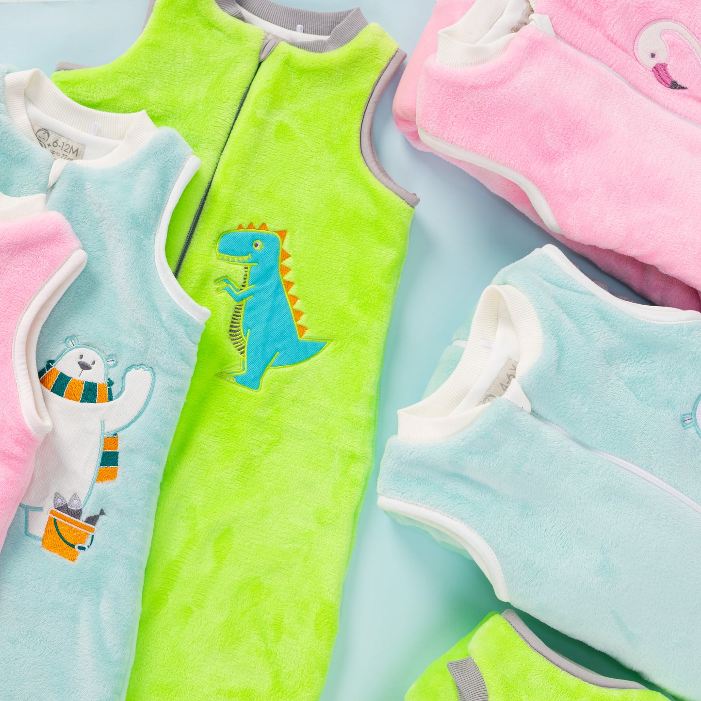 Green Dino- Sleeveless Polar Fleece Walker Sleeping Bag