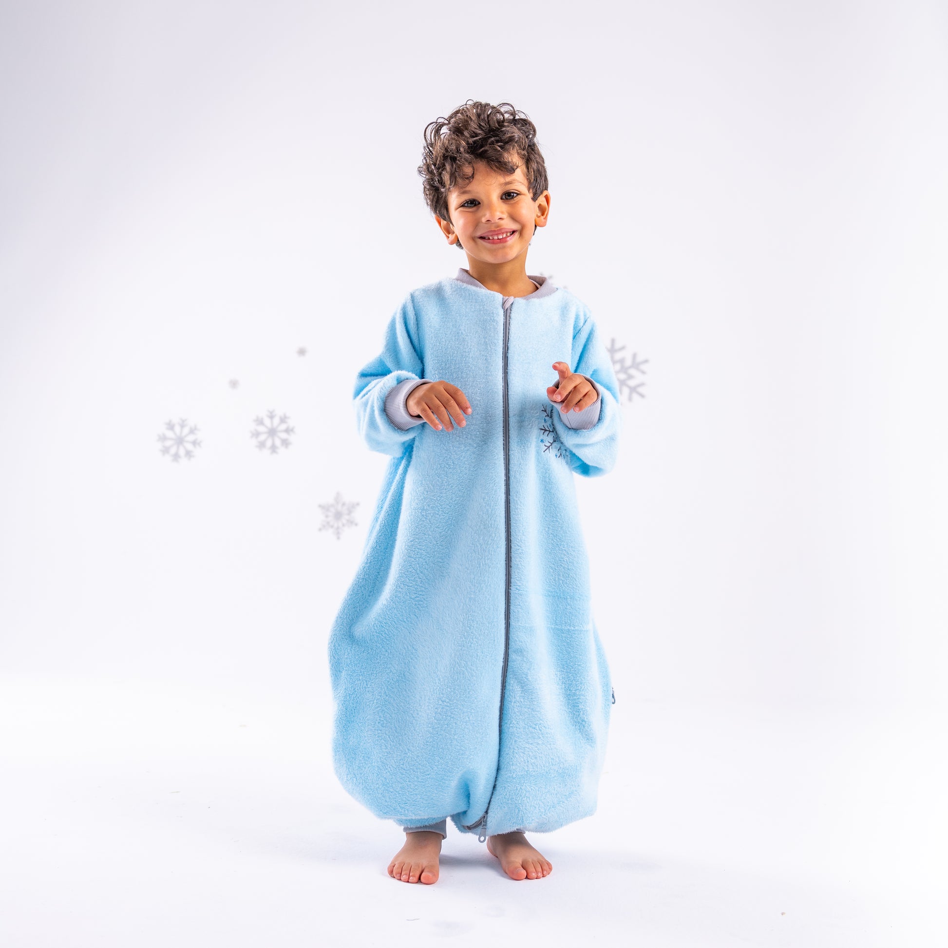 Let it Snow [Baby Blue]- Sleeved Velvety Fleece Walker Sleeping Bag