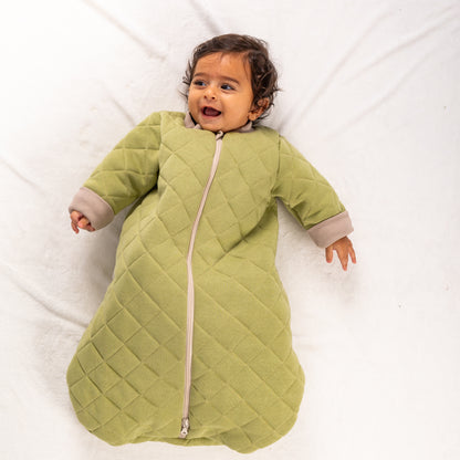 Sage- Sleeved Quilted Cotton Basic Sleeping Bag