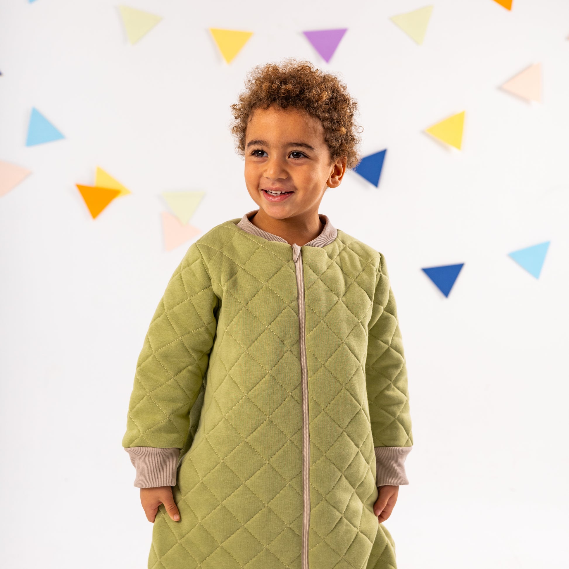Sage- Sleeved Quilted Cotton Walker Sleeping Bag