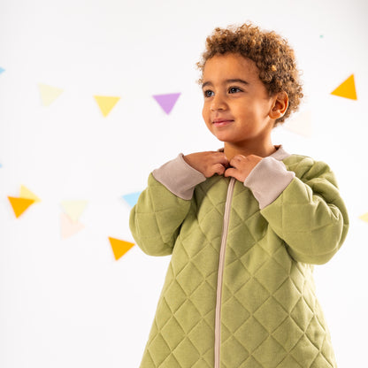 Sage- Sleeved Quilted Cotton Walker Sleeping Bag