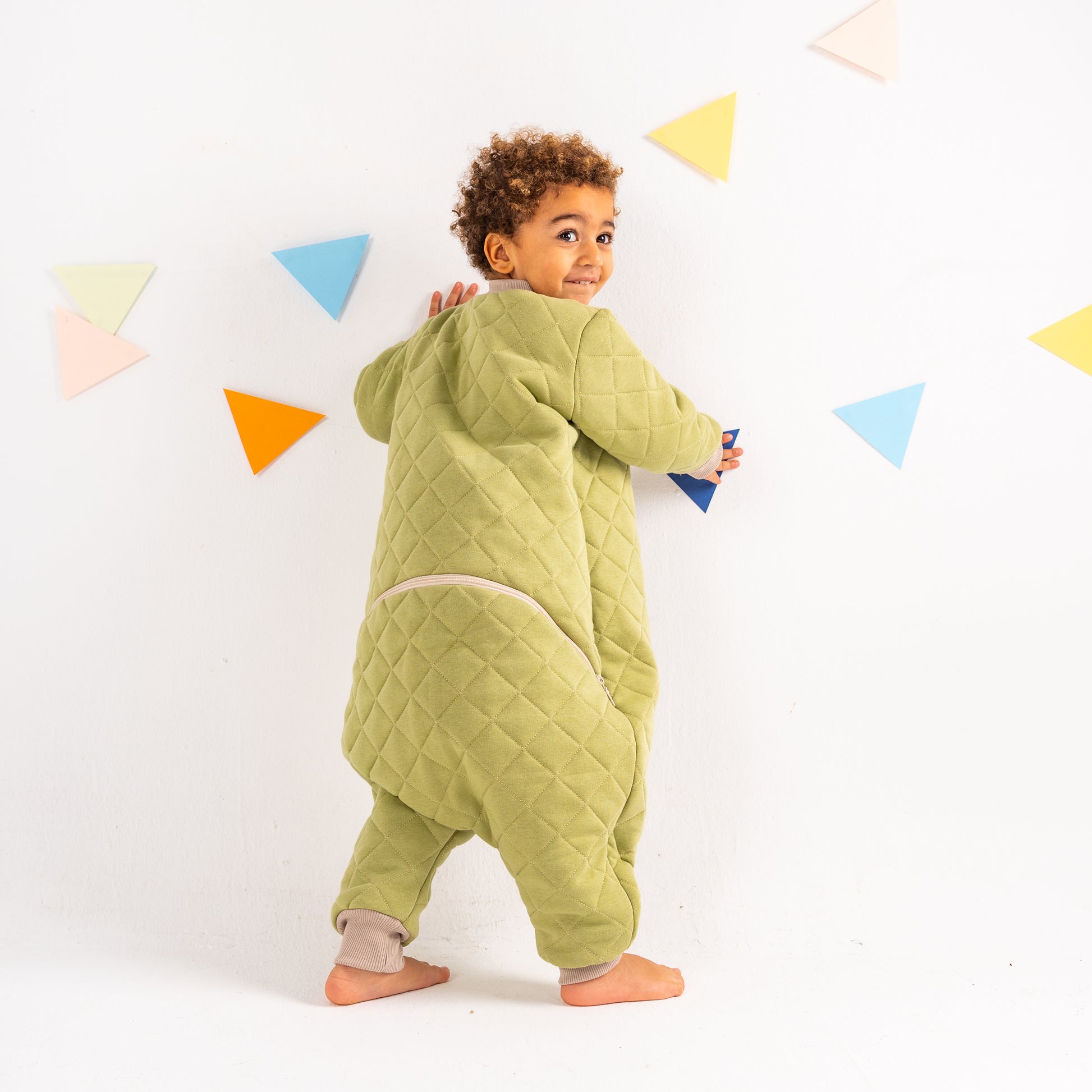 Sage- Sleeved Quilted Cotton Walker Sleeping Bag