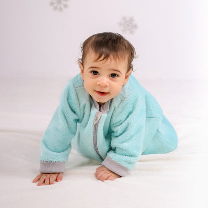 Let it Snow [Aqua Blue]- Sleeved Velvety Fleece Basic Sleeping Bag