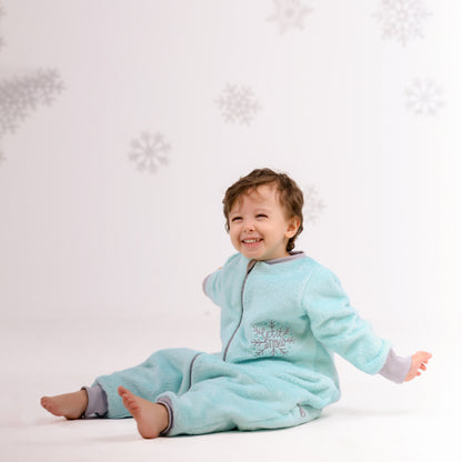 Let it Snow [Aqua Blue]- Sleeved Velvety Fleece Walker Sleeping Bag