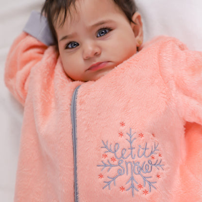 Let it Snow [Apricot]- Sleeved Velvety Fleece Basic Sleeping Bag