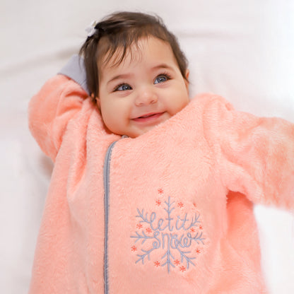 Let it Snow [Apricot]- Sleeved Velvety Fleece Basic Sleeping Bag
