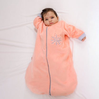 Let it Snow [Apricot]- Sleeved Velvety Fleece Basic Sleeping Bag