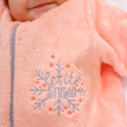 Let it Snow [Apricot]- Sleeved Velvety Fleece Basic Sleeping Bag