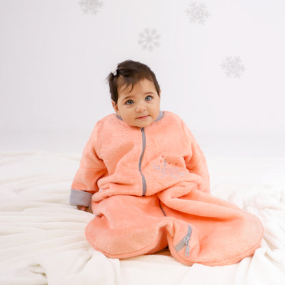 Let it Snow [Apricot]- Sleeved Velvety Fleece Basic Sleeping Bag