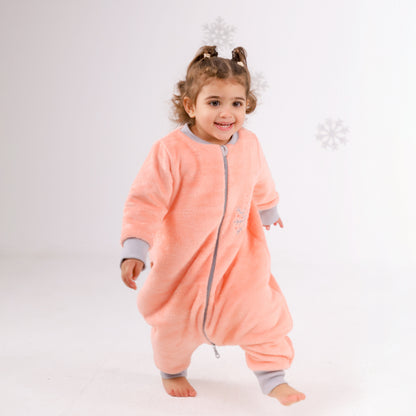 Let it Snow [Apricot]- Sleeved Velvety Fleece Walker Sleeping Bag