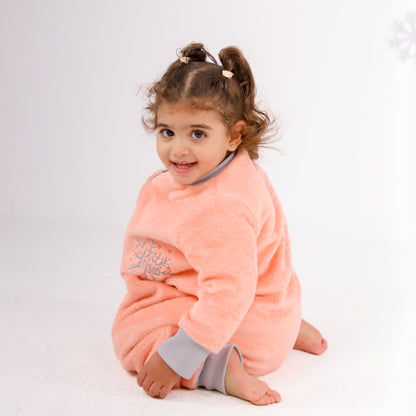 Let it Snow [Apricot]- Sleeved Velvety Fleece Walker Sleeping Bag