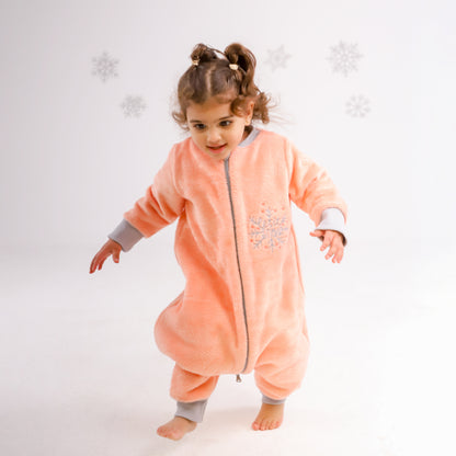 Let it Snow [Apricot]- Sleeved Velvety Fleece Walker Sleeping Bag